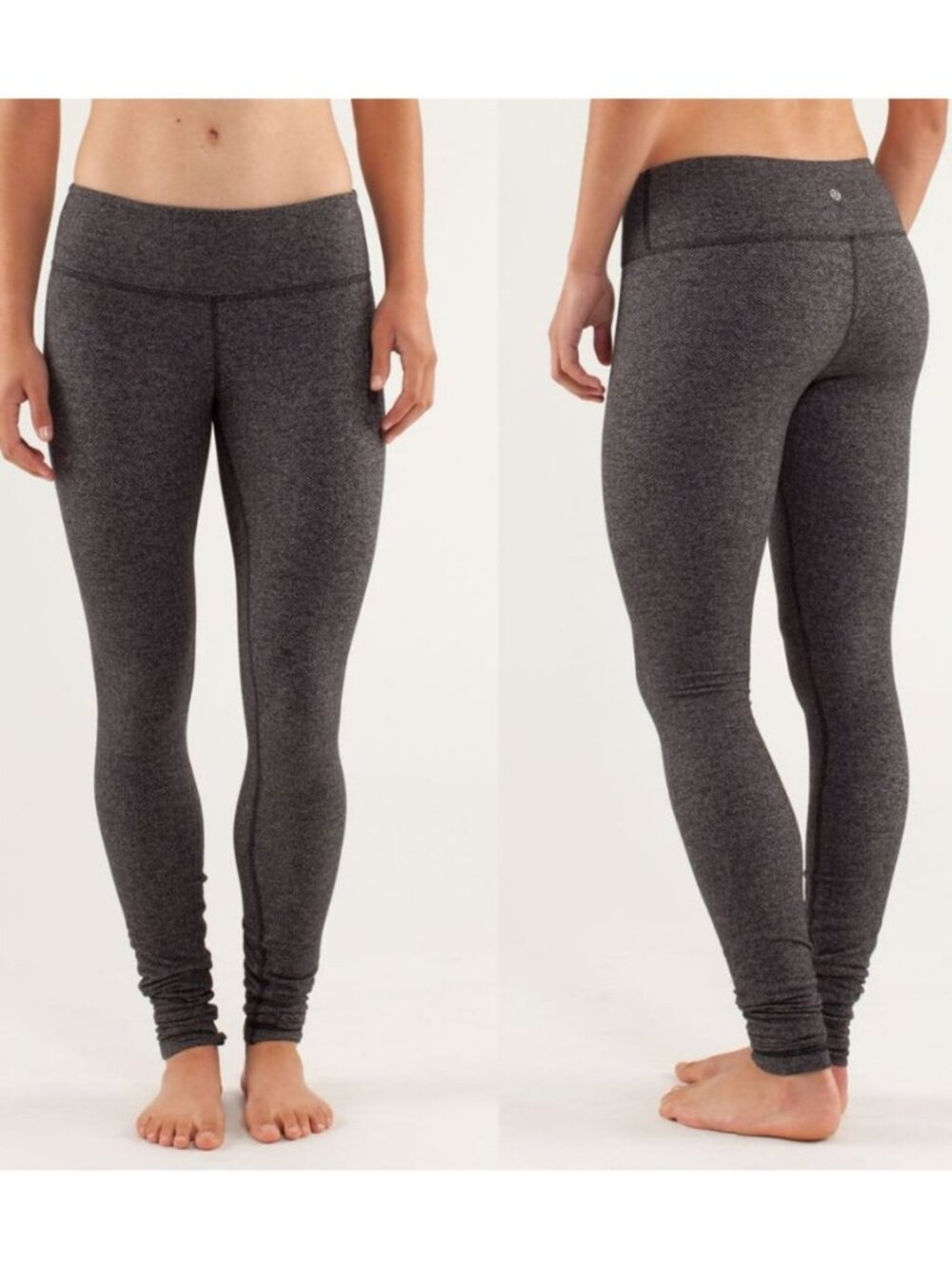Lululemon Gray Herringbone Luon Low Rise Wunder Under Tights